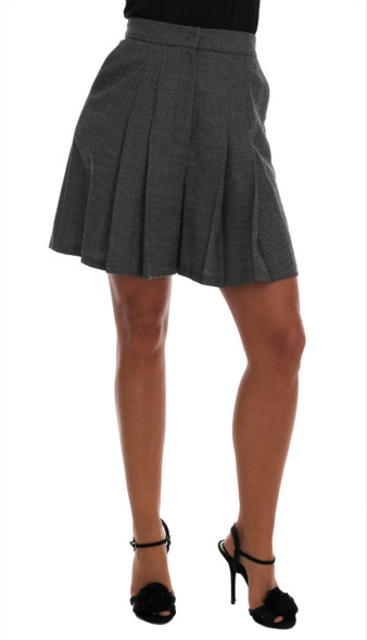Dolce & Gabbana Gray Wool High Waist Mini Shorts Dolce & Gabbana Gray Wool High Waist Mini Shorts