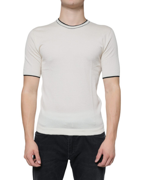Off White Cashmere Short Sleeves T-shirt Off White Cashmere Short Sleeves T-shirt