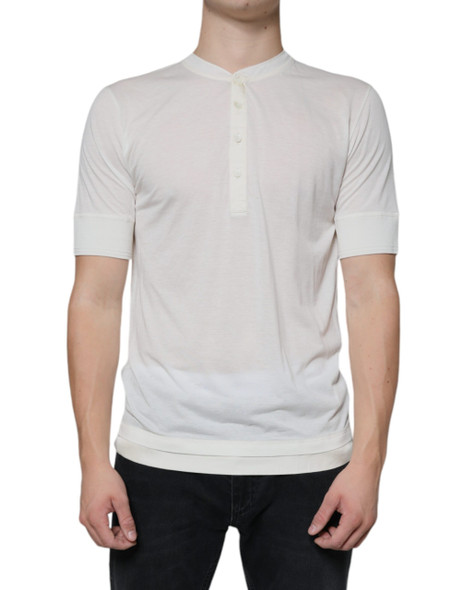 Off White Cotton Short Sleeves T-shirt Off White Cotton Short Sleeves T-shirt