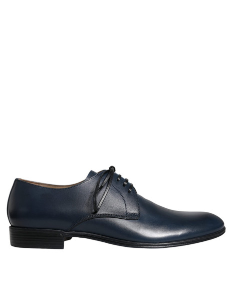 Dolce & Gabbana Navy Blue Leather Derby Dress Formal Shoes Dolce & Gabbana Navy Blue Leather Derby Dress Formal Shoes