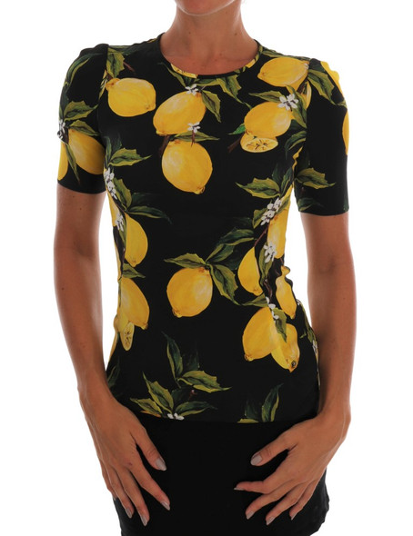 Dolce & Gabbana Multicolor Lemon Silk Stretch T-Shirt Dolce & Gabbana Multicolor Lemon Silk Stretch T-Shirt
