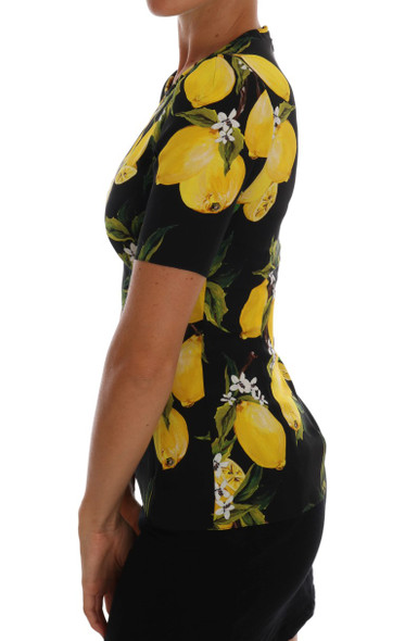 Dolce & Gabbana Multicolor Lemon Silk Stretch T-Shirt Dolce & Gabbana Multicolor Lemon Silk Stretch T-Shirt