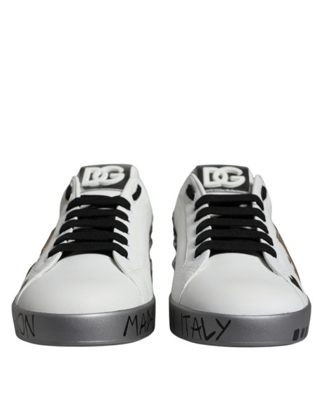 White Silver Crystal Logo Portofino Sneakers Shoes White Silver Crystal Logo Portofino Sneakers Shoes