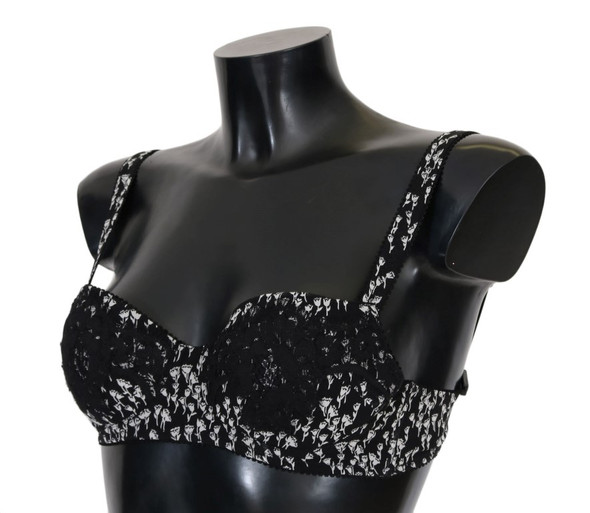 Dolce & Gabbana Black Silk White Lace Stretch Underwear Bra Dolce & Gabbana Black Silk White Lace Stretch Underwear Bra
