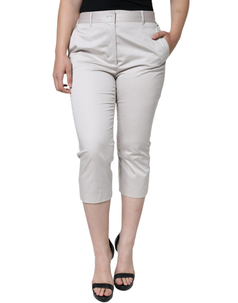 Dolce & Gabbana White Cotton Mid Waist Cropped Skinny Pants Dolce & Gabbana White Cotton Mid Waist Cropped Skinny Pants