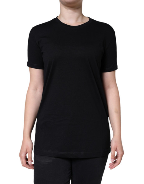 Black Cotton Crew Neck Short Sleeve T-shirt Black Cotton Crew Neck Short Sleeve T-shirt