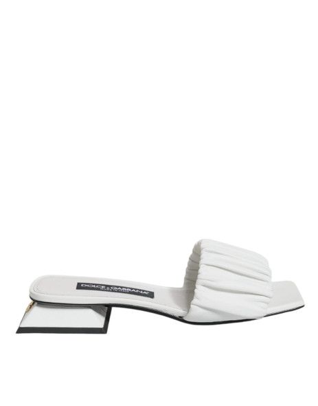 Dolce & Gabbana White Leather Slides Flats Sandals Shoes Dolce & Gabbana White Leather Slides Flats Sandals Shoes