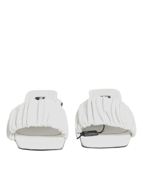 Dolce & Gabbana White Leather Slides Flats Sandals Shoes Dolce & Gabbana White Leather Slides Flats Sandals Shoes