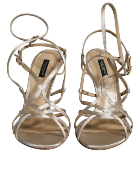 Dolce & Gabbana Beige Leather Stiletto Heels Sandals Shoes Dolce & Gabbana Beige Leather Stiletto Heels Sandals Shoes