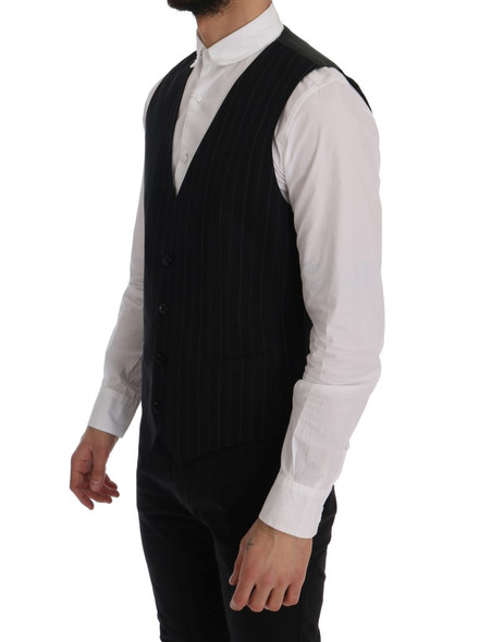 Black STAFF Cotton Striped Vest Black STAFF Cotton Striped Vest