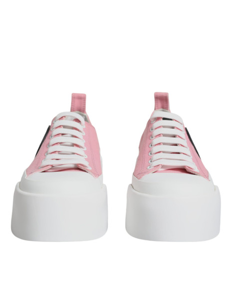 Pink White Canvas Logo Low Top Sneakers Shoes Pink White Canvas Logo Low Top Sneakers Shoes