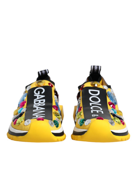 Dolce & Gabbana Yellow Sorrento Crystals Low Top Sneakers Shoes Dolce & Gabbana Yellow Sorrento Crystals Low Top Sneakers Shoes