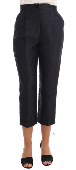 Dolce & Gabbana Black Floral Brocade Capri Pants Dolce & Gabbana Black Floral Brocade Capri Pants