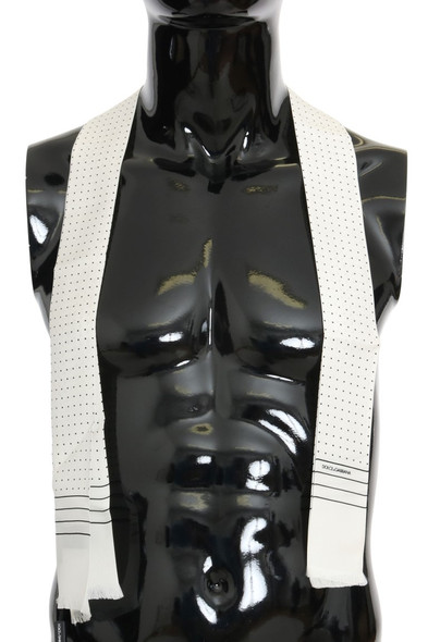 White Polka Dotted Silk Skinny Scarf White Polka Dotted Silk Skinny Scarf