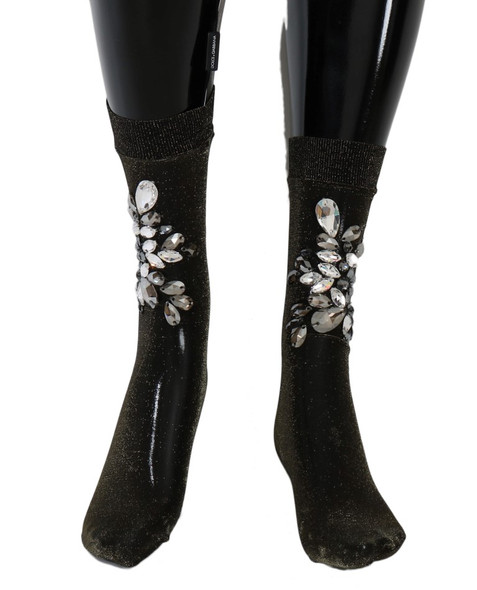 Black Stretch Floral Clear Crystal Socks Black Stretch Floral Clear Crystal Socks