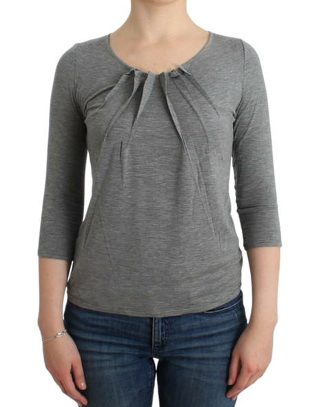 Cavalli Gray 3/4 sleeves jumper top Cavalli Gray 3/4 sleeves jumper top