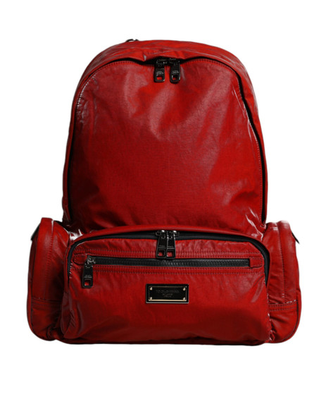 Red Patent Leather Logo Plaque Backpack Bag Red Patent Leather Logo Plaque Backpack Bag