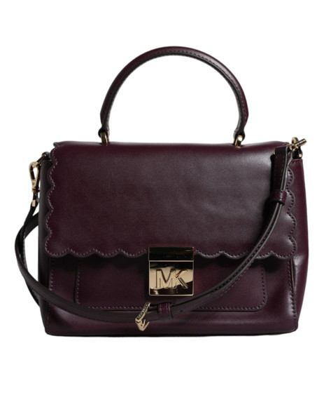Purple Leather Logo Plaque Crossbody MINDY Satchel Bag Purple Leather Logo Plaque Crossbody MINDY Satchel Bag