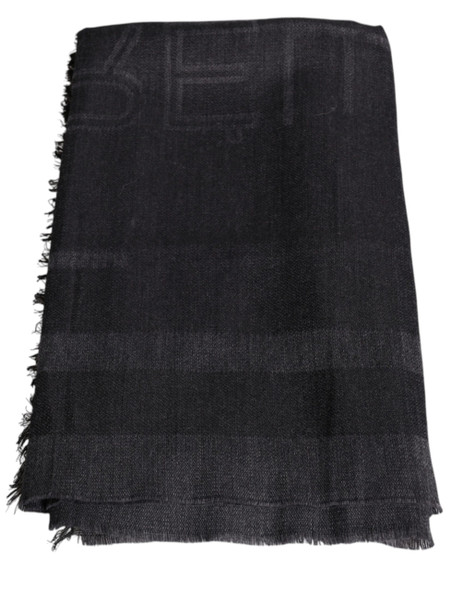 GF Ferre Dark Gray Wool Viscose Foulard Patterned Scarf GF Ferre Dark Gray Wool Viscose Foulard Patterned Scarf