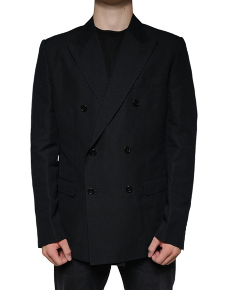 Dolce & Gabbana Black Linen Double Breasted Dress Blazer Dolce & Gabbana Black Linen Double Breasted Dress Blazer