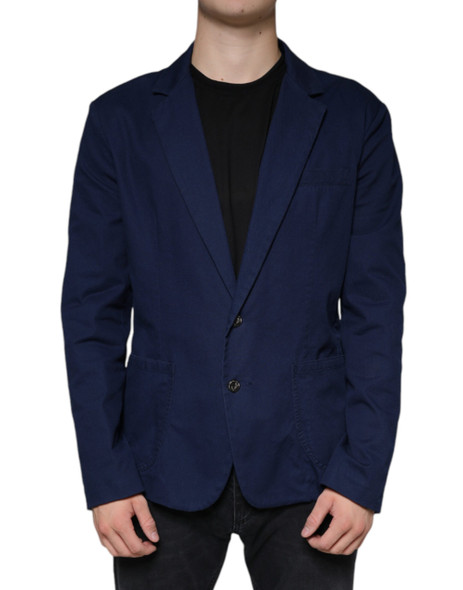 Dolce & Gabbana Blue Notch Single Breasted Dress Coat Blazer Dolce & Gabbana Blue Notch Single Breasted Dress Coat Blazer