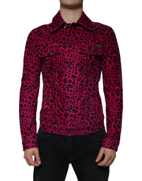 Dolce & Gabbana Fuchsia Leopard Button Down Collared Jacket Dolce & Gabbana Fuchsia Leopard Button Down Collared Jacket