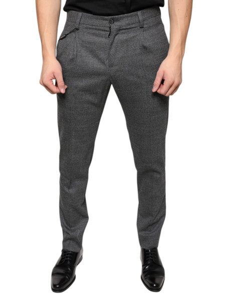 Dolce & Gabbana Gray Check Tartan Wool Skinny Pants Dolce & Gabbana Gray Check Tartan Wool Skinny Pants