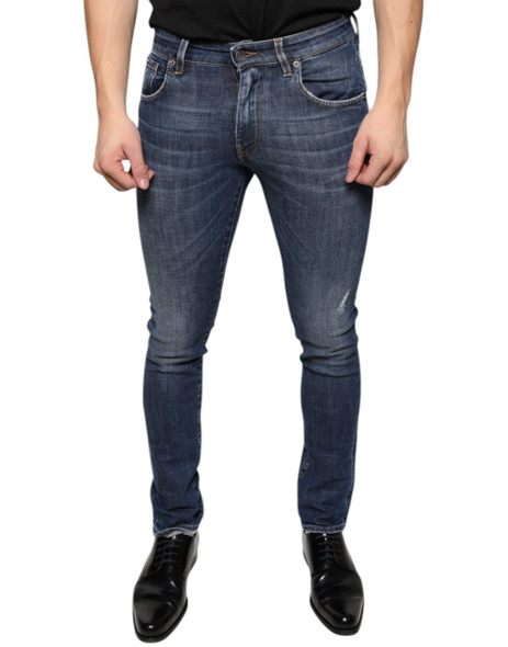 Dolce & Gabbana Dark Blue Washed Cotton Skinny Denim Jeans Dolce & Gabbana Dark Blue Washed Cotton Skinny Denim Jeans