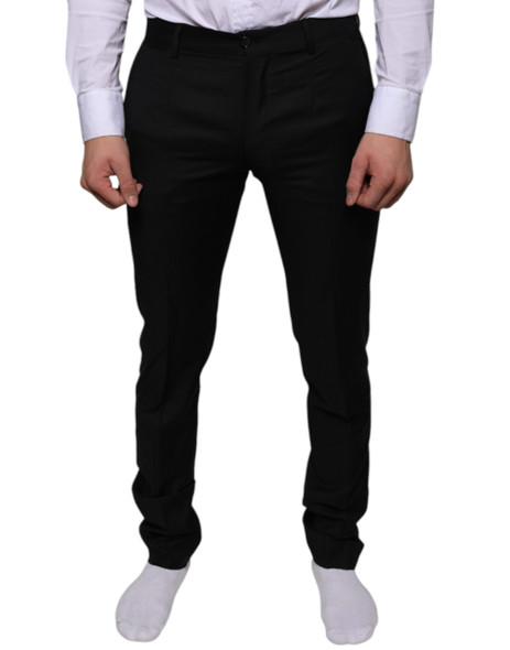 Dolce & Gabbana Black Wool Skinny Dress Formal Pants Dolce & Gabbana Black Wool Skinny Dress Formal Pants
