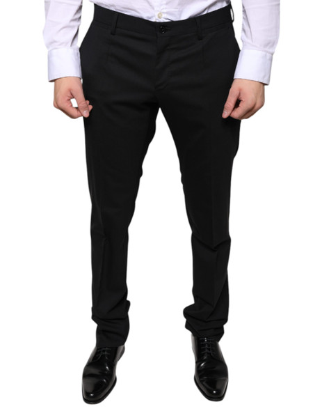Dolce & Gabbana Black Wool Skinny Dress Formal Pants PAN75333 Dolce & Gabbana Black Wool Skinny Dress Formal Pants PAN75333