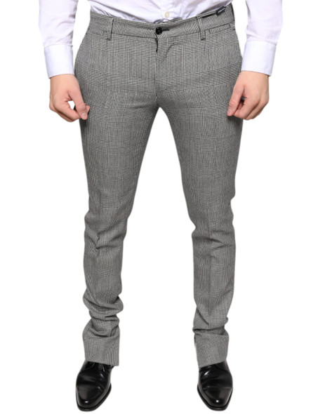 Dolce & Gabbana Gray Check Tartan Wool Skinny Pants PAN75345 Dolce & Gabbana Gray Check Tartan Wool Skinny Pants PAN75345