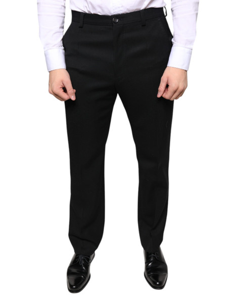 Dolce & Gabbana Black Wool Skinny Men Dress Pants PAN75354 Dolce & Gabbana Black Wool Skinny Men Dress Pants PAN75354