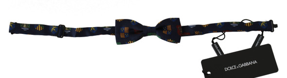 Dolce & Gabbana Blue Flags 100% Silk Adjustable Neck Papillon Men Bow Tie Dolce & Gabbana Blue Flags 100% Silk Adjustable Neck Papillon Men Bow Tie