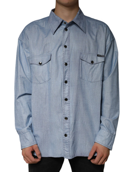 Light Blue Cotton Button Down Casual Shirt Light Blue Cotton Button Down Casual Shirt
