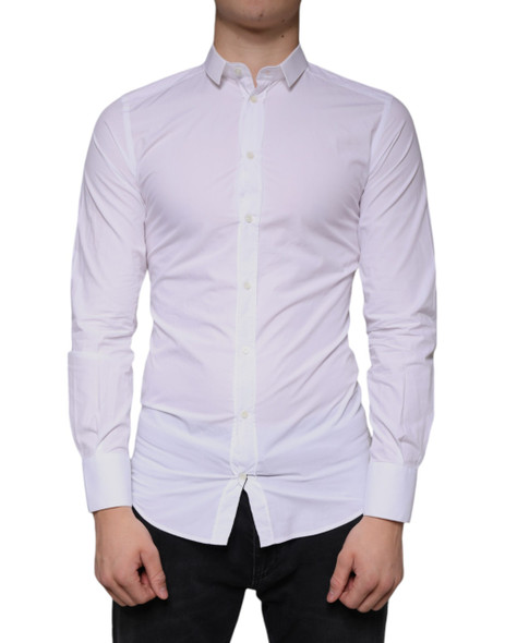 White Cotton Dress GOLD Formal Collared Shirt White Cotton Dress GOLD Formal Collared Shirt