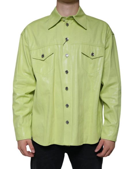 Dolce & Gabbana Green Cotton Collared Men Button Down Shirt TSH86583 Dolce & Gabbana Green Cotton Collared Men Button Down Shirt TSH86583