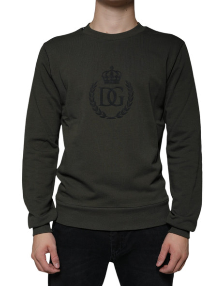 Army Green DG Crown Crew Neck Pullover Sweater Army Green DG Crown Crew Neck Pullover Sweater