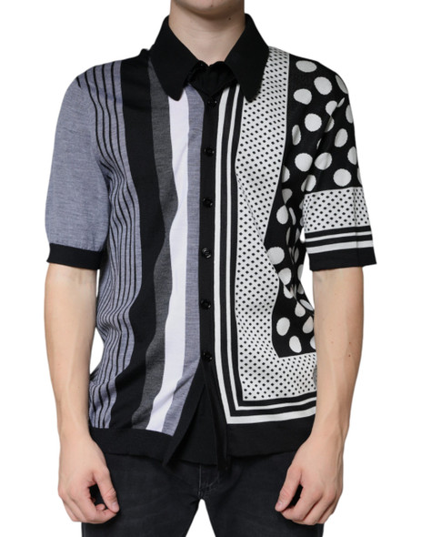 Dolce & Gabbana Black White Polka Dot Collared Polo T-shirt Dolce & Gabbana Black White Polka Dot Collared Polo T-shirt