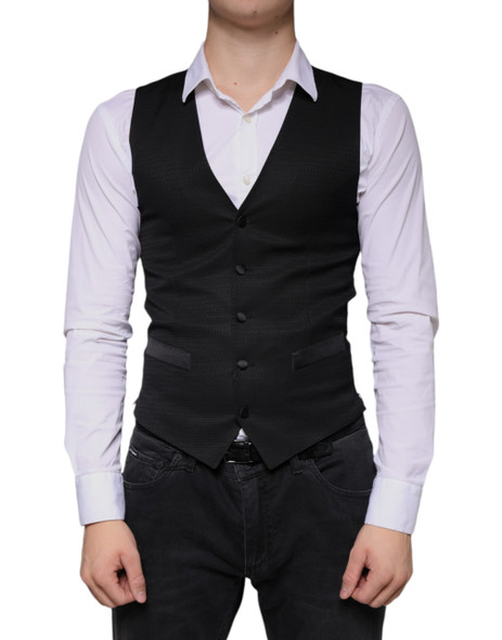 Dolce & Gabbana Black Wool Waistcoat Dress Formal Vest TSH5902 Dolce & Gabbana Black Wool Waistcoat Dress Formal Vest TSH5902