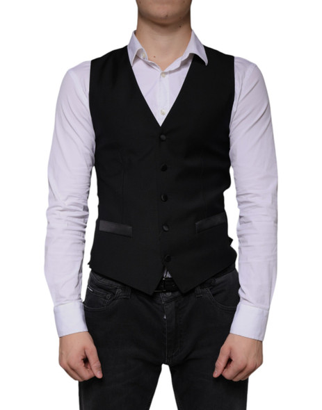 Dolce & Gabbana Black Wool Waistcoat Dress Formal Vest TSH83842 Dolce & Gabbana Black Wool Waistcoat Dress Formal Vest TSH83842