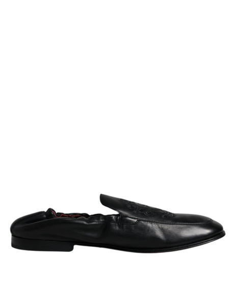 Black Logo Embroidered Leather Loafer Men Dress Shoes MV6306 Black Logo Embroidered Leather Loafer Men Dress Shoes MV6306