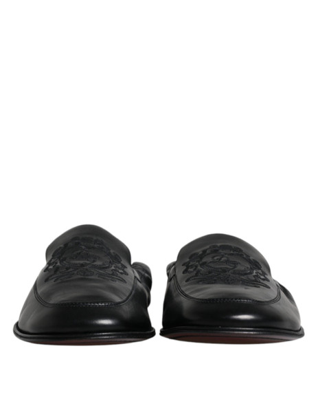 Black Logo Embroidered Leather Loafer Men Dress Shoes MV6306 Black Logo Embroidered Leather Loafer Men Dress Shoes MV6306