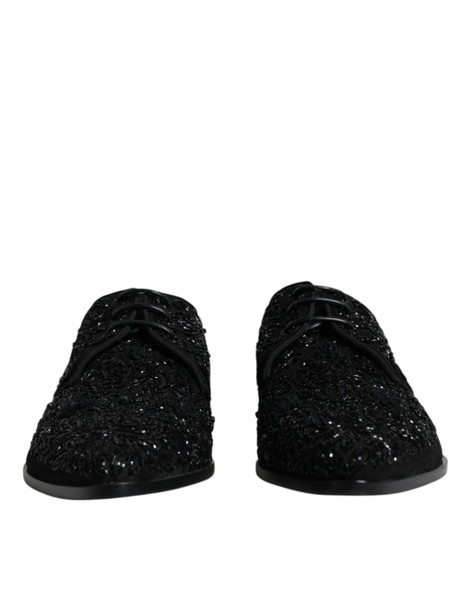 Black Embellished Suede Derby Formal Shoes Black Embellished Suede Derby Formal Shoes