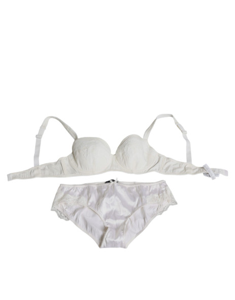Dolce & Gabbana White Silk Stretch Panty Balconette Bra Underwear Dolce & Gabbana White Silk Stretch Panty Balconette Bra Underwear