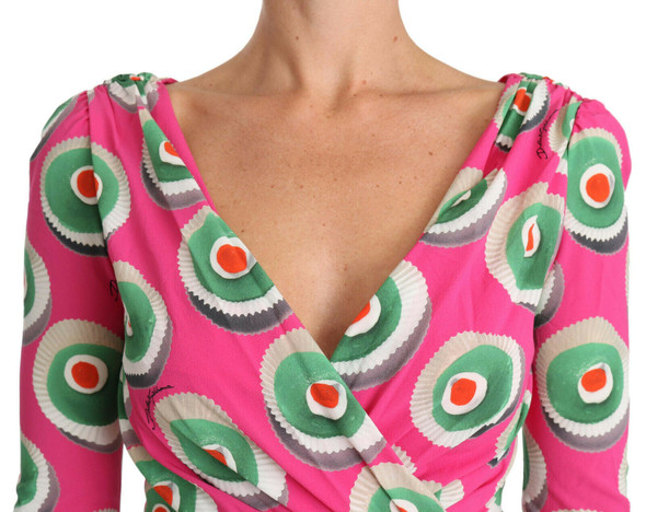 Dolce & Gabbana Pink Silk Cup Cake Sheath Stretch Dress Dolce & Gabbana Pink Silk Cup Cake Sheath Stretch Dress