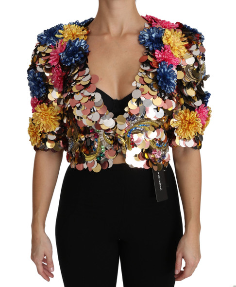 Dolce & Gabbana Crystal Sequined Floral Jacket Coat Dolce & Gabbana Crystal Sequined Floral Jacket Coat