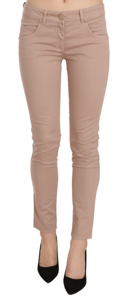 Brown Low Waist Slim Fit Skinny Cotton Pants Brown Low Waist Slim Fit Skinny Cotton Pants