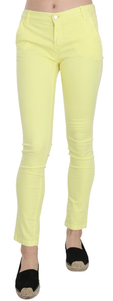 PINKO Yellow Cotton Stretch Low Waist Skinny Casual Trouser Pants PINKO Yellow Cotton Stretch Low Waist Skinny Casual Trouser Pants