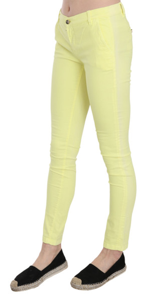 PINKO Yellow Cotton Stretch Low Waist Skinny Casual Trouser Pants PINKO Yellow Cotton Stretch Low Waist Skinny Casual Trouser Pants