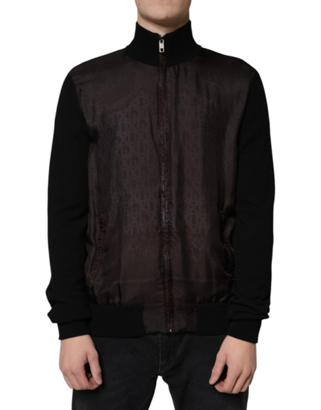 Black Logo Monogram Full Zip Bomber Jacket Black Logo Monogram Full Zip Bomber Jacket